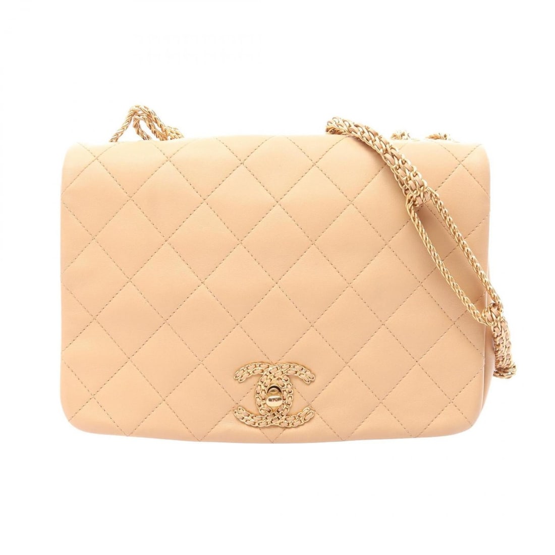 Chanel Matelassé Shoulder Bag/Handbag, Lambskin Leather, Women's, Beige: --- Catalog ---Category: SizeSize (HxWxD): 18cm x 23cm x 6cm / 7.08'' x 9.05'' x 2.36''Category: DesignType: Handbag, Shoulder bagColor: BeigeGender: WomenMaterial: Leather Leather/Fur Type: LambskinC