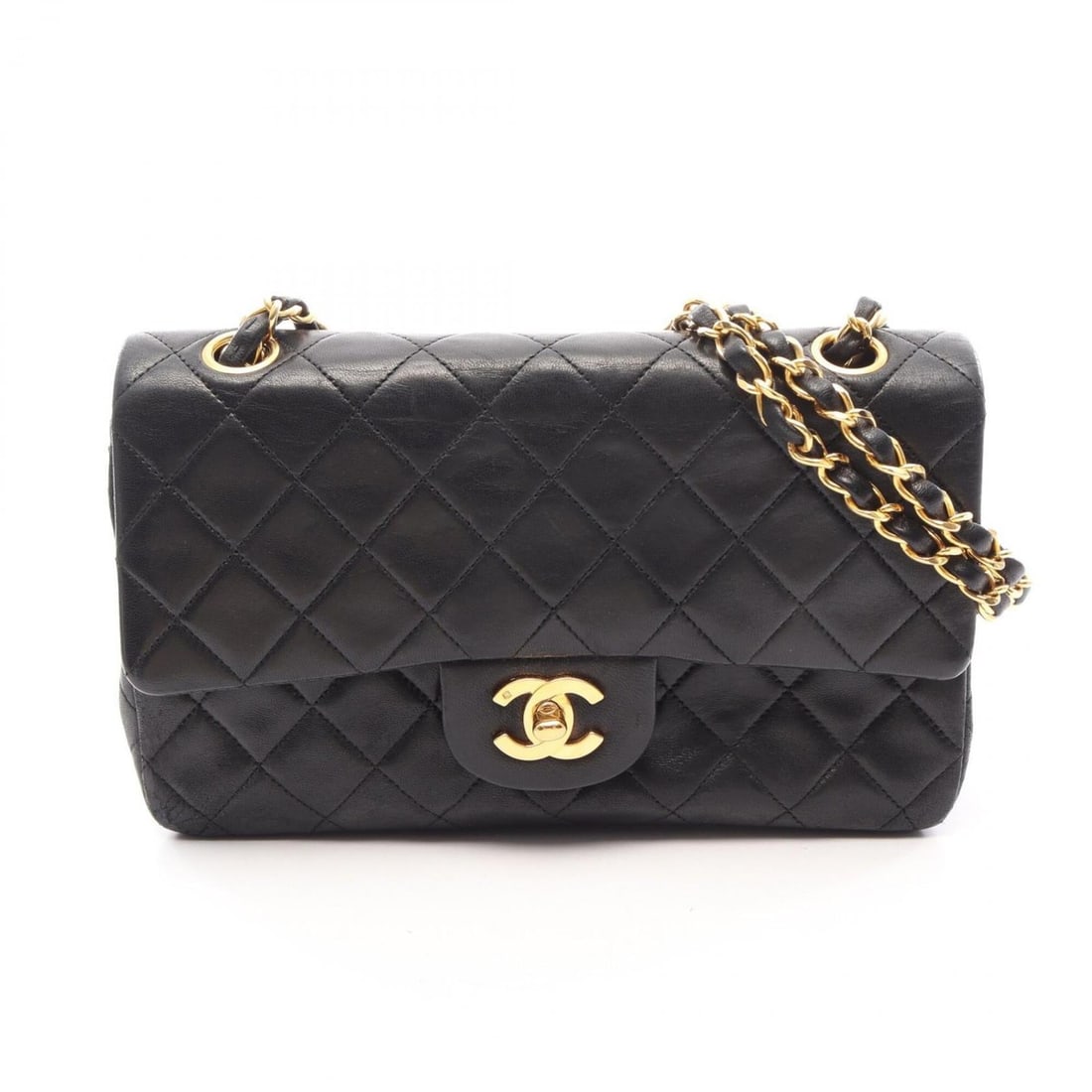 Chanel Matelassé Double Flap Shoulder Bag/Handbag, Lambskin Leather, Women's, Black: --- Catalog ---Category: SizeSize (HxWxD): 14cm x 23cm x 6cm / 5.51'' x 9.05'' x 2.36''Category: DesignType: Handbag, Shoulder bagColor: BlackGender: WomenMaterial: Leather Leather/Fur Type: LambskinC