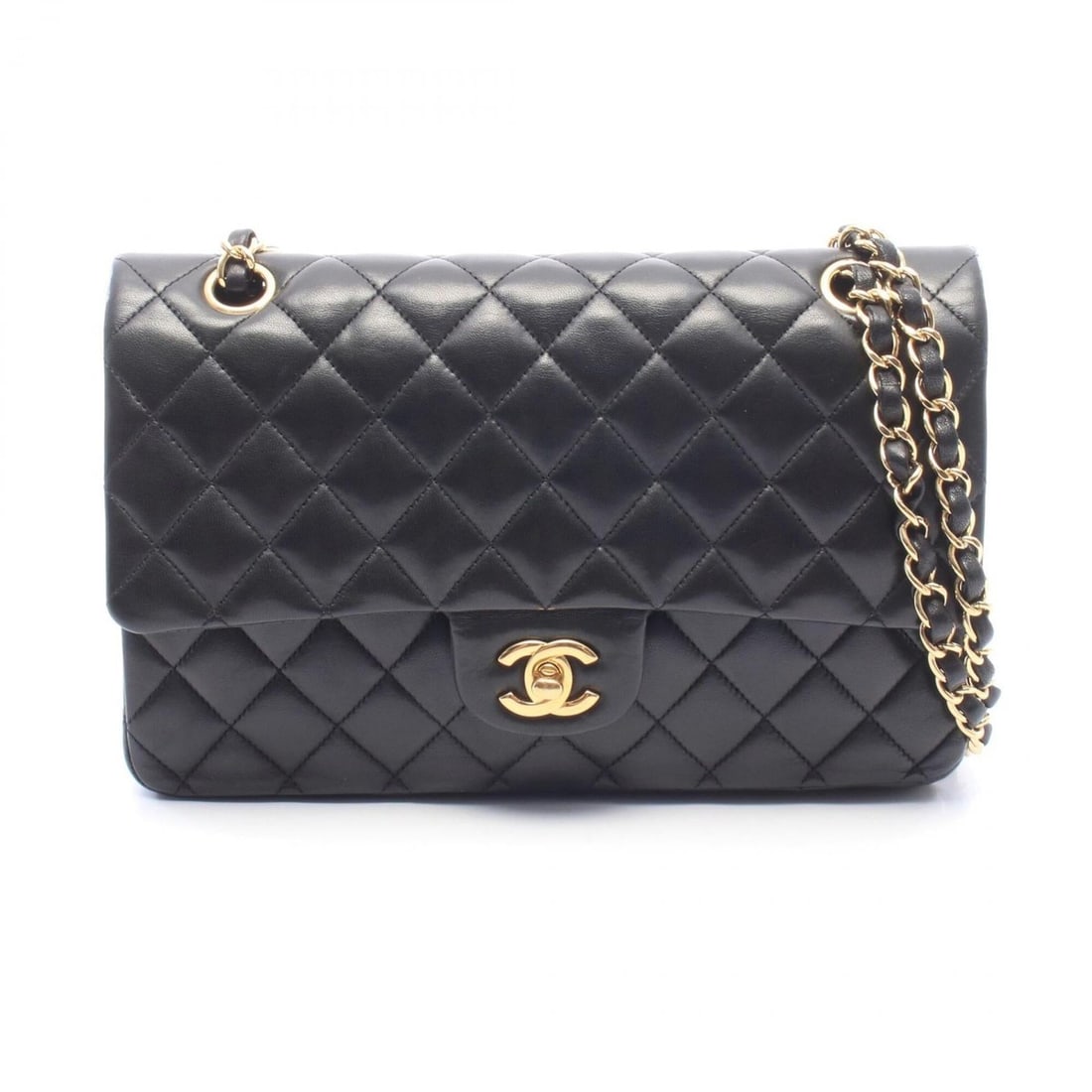 Chanel Matelassé Double Flap Shoulder Bag/Handbag, Lambskin Leather, Women's, Black: --- Catalog ---Category: SizeSize (HxWxD): 16cm x 25cm x 6.5cm / 6.29'' x 9.84'' x 2.55''Category: DesignType: Handbag, Shoulder bagColor: BlackGender: WomenMaterial: Leather Leather/Fur Type: Lambski