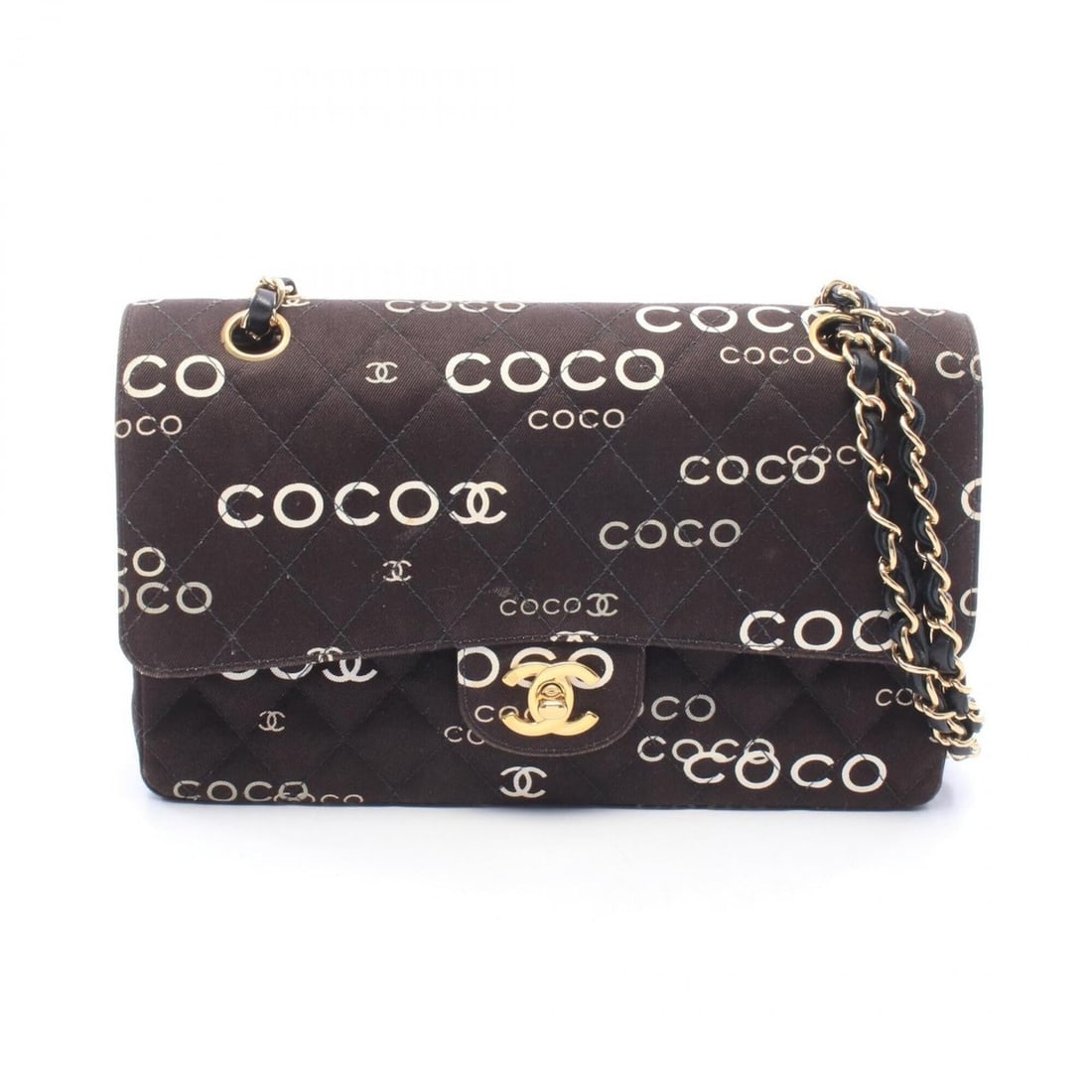 Chanel Matelassé Double Flap Shoulder Bag/Handbag, Canvas and Leather, Women's, Black/White: --- Catalog ---Category: SizeSize (HxWxD): 16cm x 25cm x 6.5cm / 6.29'' x 9.84'' x 2.55''Category: DesignType: Handbag, Shoulder bagColor: Black, WhiteGender: WomenMaterial: Canvas , Leather Category: