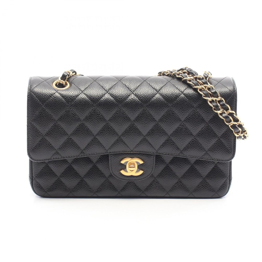 Chanel Matelassé Double Flap Shoulder Bag/Handbag, Caviar Leather (Grained Calfskin), Women's,: --- Catalog ---Category: SizeSize (HxWxD): 16cm x 25cm x 6.5cm / 6.29'' x 9.84'' x 2.55''Category: DesignType: Handbag, Shoulder bagColor: BlackGender: WomenMaterial: Grained Calfskin Category: Genera