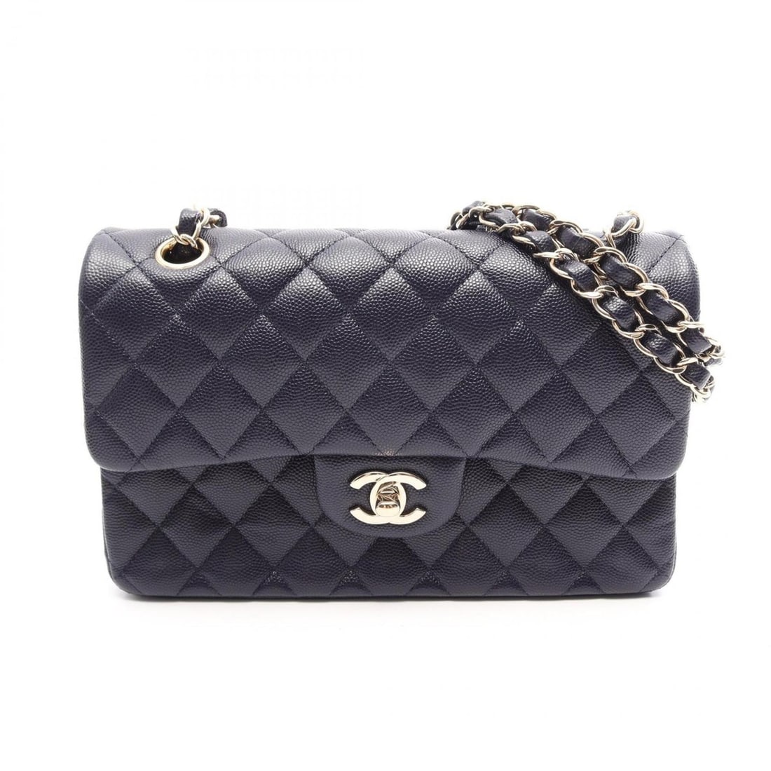 Chanel Matelassé Double Flap Shoulder Bag/Handbag, Caviar Leather (Grained Calfskin), Women's, Navy: --- Catalog ---Category: SizeSize (HxWxD): 14cm x 23cm x 6cm / 5.51'' x 9.05'' x 2.36''Category: DesignType: Handbag, Shoulder bagColor: NavyGender: WomenMaterial: Grained Calfskin Category: GeneralBr