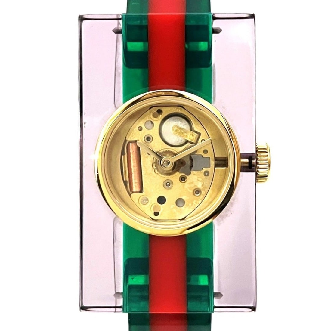 Gucci Vintage Web Watch, Sherry, Total Weight 23.8g, Resin, Quartz Movement, Gold Dial, YA143501: --- Catalog ---Category: SizeWrist Size: 17cm / 6.69''Case Diameter: 24mm / 0.94''Category: DesignType: WristwatchGender: Men,WomenColor (Dial): GoldMaterial (Case): Gold platedCategory: GeneralMPN: Y