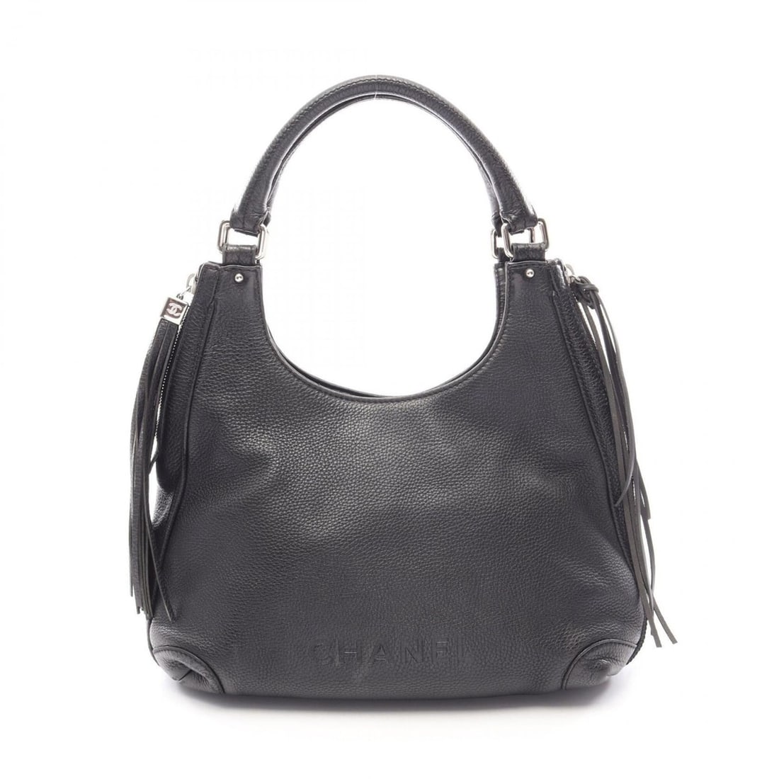 Chanel logo handbag, leather, women's, black.: --- Catalog ---Category: SizeSize (HxWxD): 26cm x 40cm x 18cm / 10.23'' x 15.74'' x 7.08''Category: DesignType: HandbagColor: BlackGender: WomenMaterial: Leather Category: GeneralBrand: Chanel--- Item