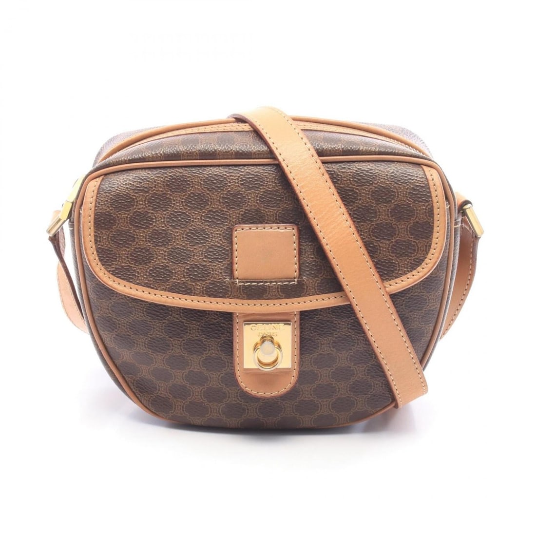 Celine Gancini Macadam Shoulder Bag/Handbag, Coated Canvas and Leather, Women's, Brown: --- Catalog ---Category: SizeSize (HxWxD): 16cm x 19cm x 7cm / 6.29'' x 7.48'' x 2.75''Category: DesignType: Shoulder bagColor: BrownGender: WomenMaterial: PVC , Coated canvas , Leather Category: Gene