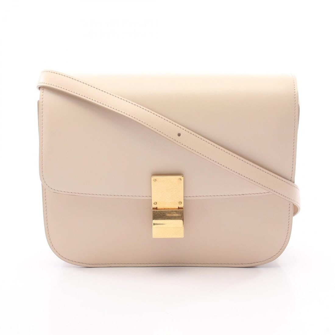 Celine Classic Box Medium Shoulder Bag/Handbag, Leather, Women's, Beige: --- Catalog ---Category: SizeSize (HxWxD): 18.5cm x 23cm x 5cm / 7.28'' x 9.05'' x 1.96''Category: DesignType: Shoulder bagColor: BeigeGender: WomenMaterial: Leather Category: GeneralBrand: Celine--- 