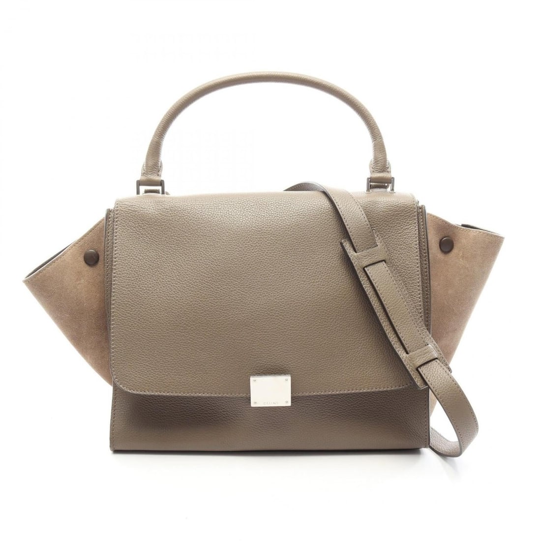 Celine Trapeze Medium 2-Way Handbag, Leather, Women's, Beige/Gray (1 of 9)