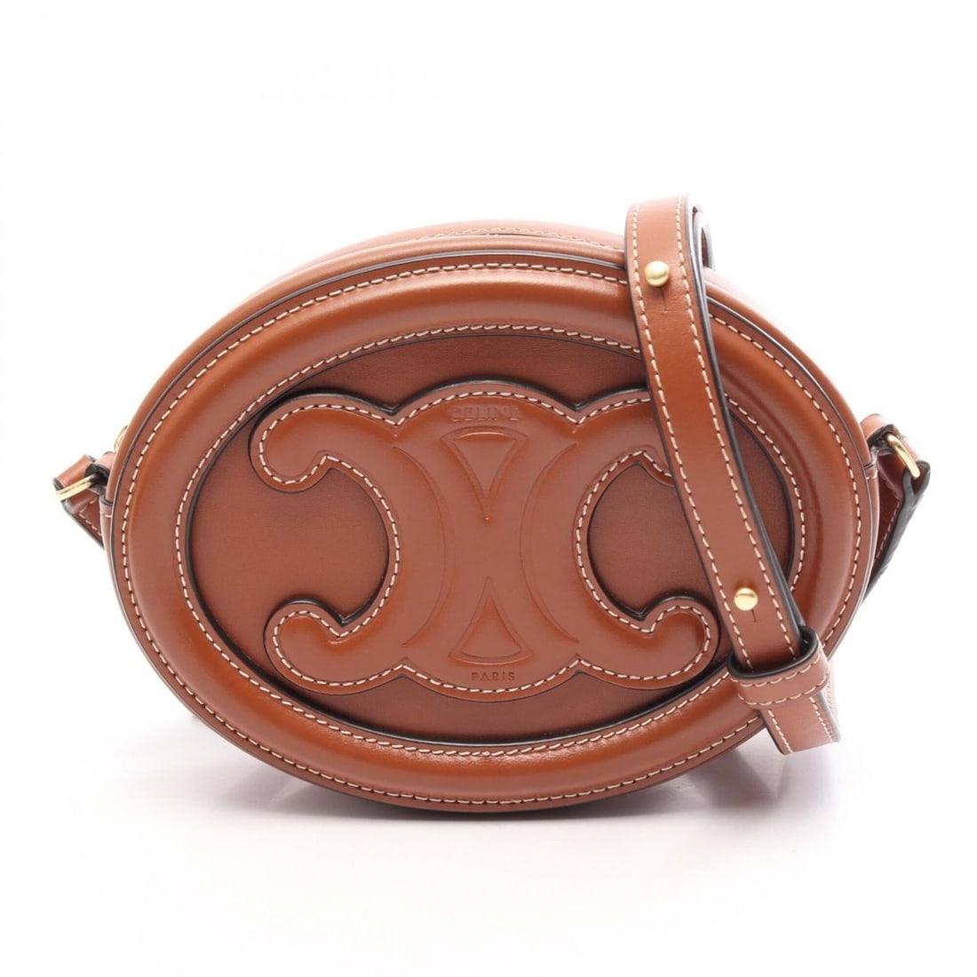 Celine Triomphe Oval Purse Cuile Shoulder Bag Handbag Leather Women's Brown: --- Catalog ---Category: SizeSize (HxWxD): 12cm x 16cm x 4.5cm / 4.72'' x 6.29'' x 1.77''Category: DesignType: Shoulder bagColor: BrownGender: WomenMaterial: Leather Category: GeneralBrand: Celine--- 