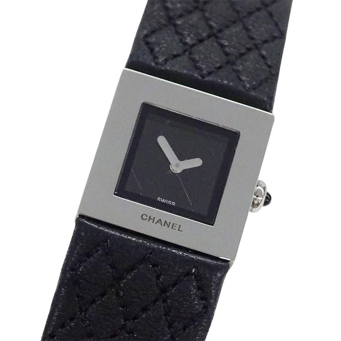 Chanel women's watch, brand name, Matelassé, quartz, stainless steel, leather strap, H0009, silver,: --- Catalog ---Category: SizeWrist Size: 17.5cm / 6.88''Case Diameter: 19mm / 0.75''Category: DesignType: WristwatchGender: WomenColor (Dial): BlackMaterial (Band): Leather, Stainless steelMaterial (C
