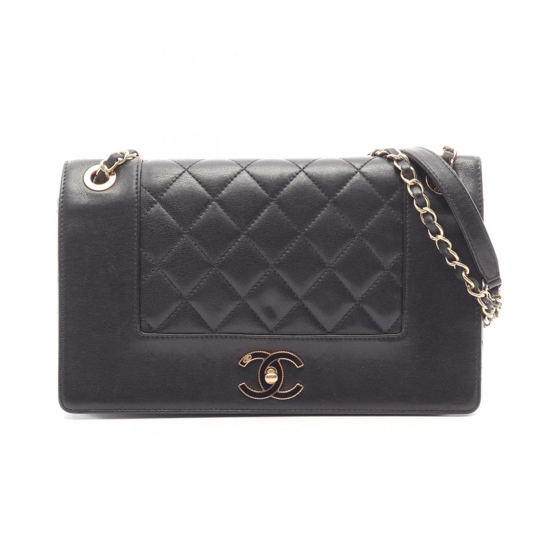 Chanel Mademoiselle Matelassé Chain Shoulder Bag/Handbag, Lambskin Leather, Women's, Black: --- Catalog ---Category: SizeSize (HxWxD): 18cm x 29cm x 7cm / 7.08'' x 11.41'' x 2.75''Category: DesignType: Handbag, Shoulder bagColor: BlackGender: WomenMaterial: Leather Hardware Color: GoldLeathe