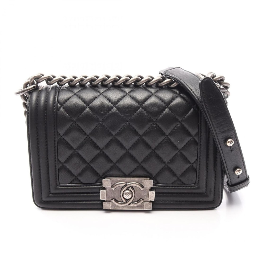 Chanel Boy Small Shoulder Bag Handbag Leather Women's Black A67085: --- Catalog ---Category: SizeSize (HxWxD): 12cm x 20cm x 6cm / 4.72'' x 7.87'' x 2.36''Category: DesignType: Handbag, Shoulder bagColor: BlackGender: WomenMaterial: Leather Hardware Color: SilverCateg