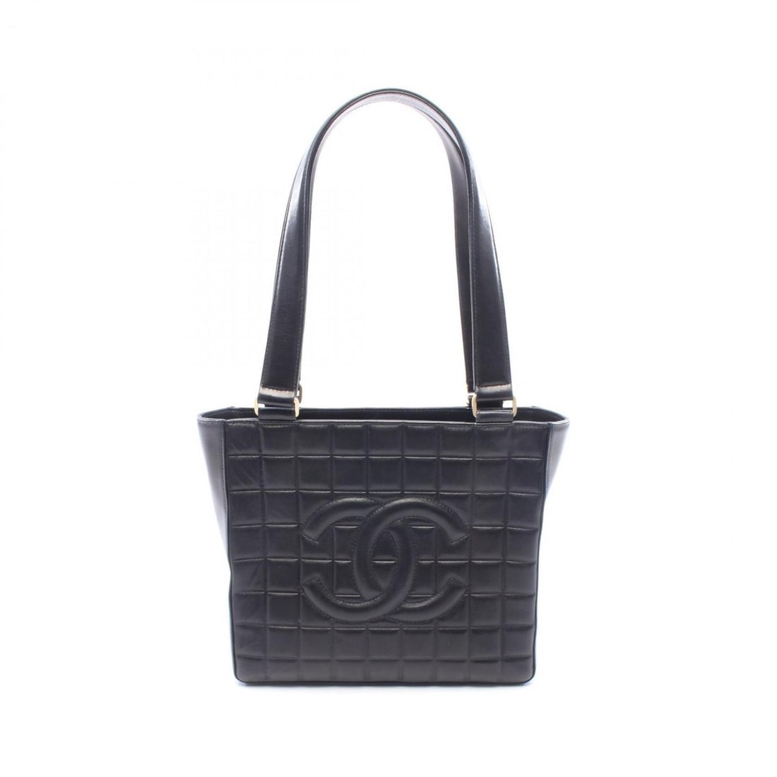 Chanel Chocolate Bar Shoulder Bag/Handbag, Lambskin Leather, Women's, Black: --- Catalog ---Category: SizeSize (HxWxD): 21.5cm x 24cm x 8cm / 8.46'' x 9.44'' x 3.14''Category: DesignType: Handbag, Shoulder bagColor: BlackGender: WomenMaterial: Leather Hardware Color: GoldLeath