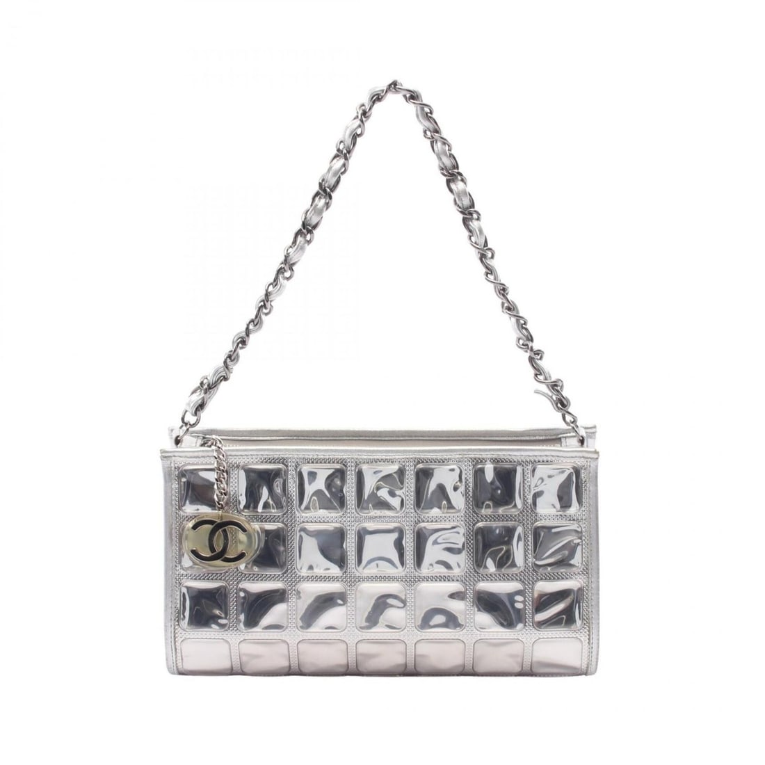Chanel Ice Cube Handbag, Vinyl Leather Women's, Silver Tone: --- Catalog ---Category: SizeSize (HxWxD): 14cm x 26cm x 7cm / 5.51'' x 10.23'' x 2.75''Category: DesignType: HandbagColor: SilverGender: WomenMaterial: Vinyl , Leather Hardware Color: SilverCategory: