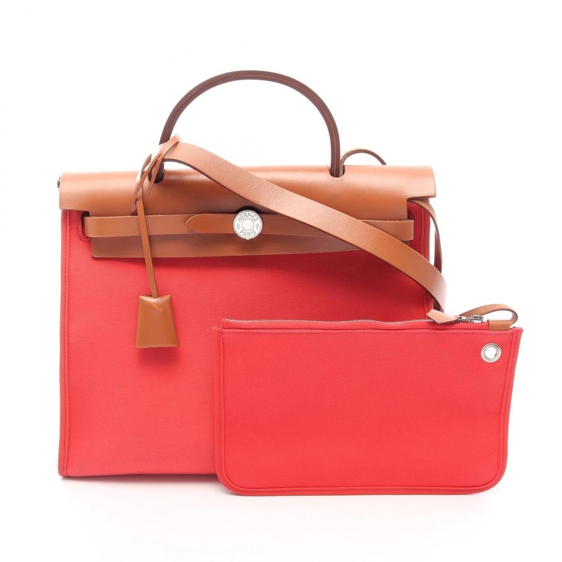 Hermes Herbag Zip PM Rose Jaipur 2-Way Handbag Canvas Leather Toile Officier Vache Hunter Women's (1 of 14)