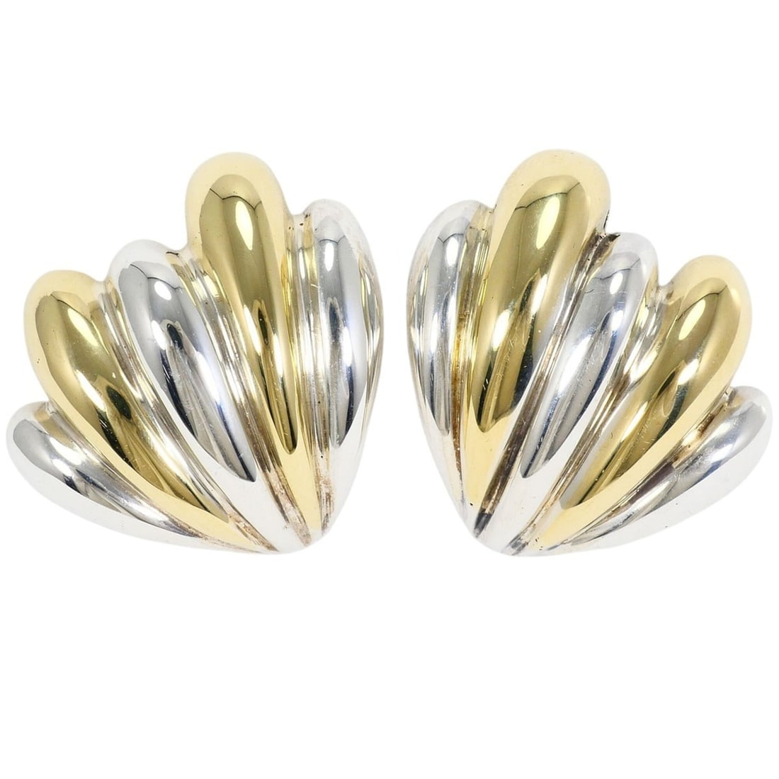 Tiffany & Co. Leaf 18K Yellow Gold Silver Earrings, Total Weight 9.9g, Like New Condition.: --- Catalog ---Category: SizeWeight: 9.9g / 0.34oz.Category: DesignType: Clip earringsGender: WomenMaterial: Silver 925, Yellow gold (18K)Category: GeneralBrand: Tiffany--- Item List ---Section: Condi