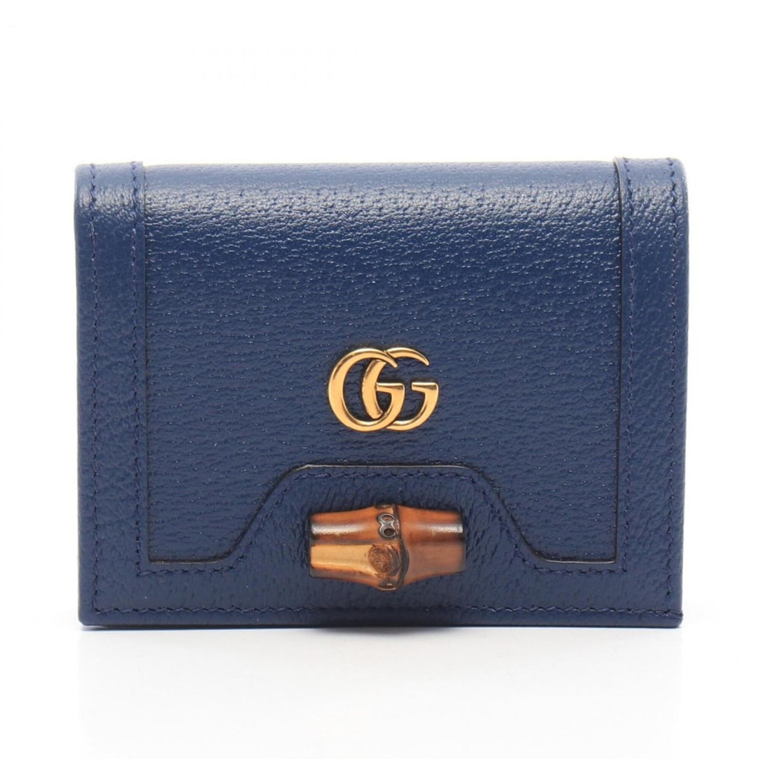 Gucci Double G Bamboo Bi-fold Wallet, Leather, Women's, Navy, 658244 (1 of 9)