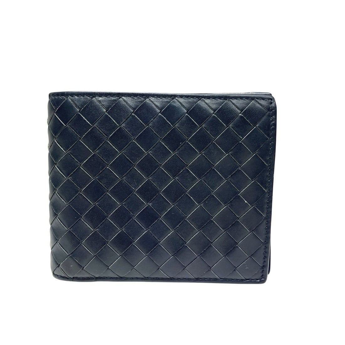 Bottega Veneta bi-fold wallet, Intrecciato leather: --- Catalog ---Category: SizeSize (HxWxD): 9.5cm x 11cm x 2cm / 3.74'' x 4.33'' x 0.78''Category: DesignType: Wallet (bi-fold)Color: NavyGender: WomenMaterial: Leather Category: GeneralLine: Intreccia