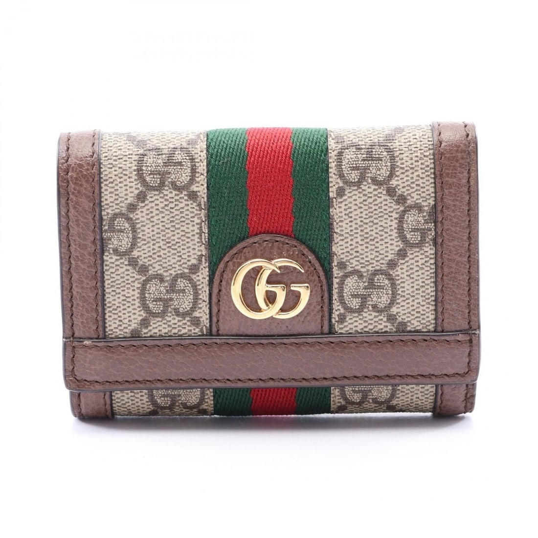 Gucci Ophidia GG Supreme Tri-fold Wallet, Leather, Women's, Beige/Brown/Multicolor, 644334 (1 of 10)