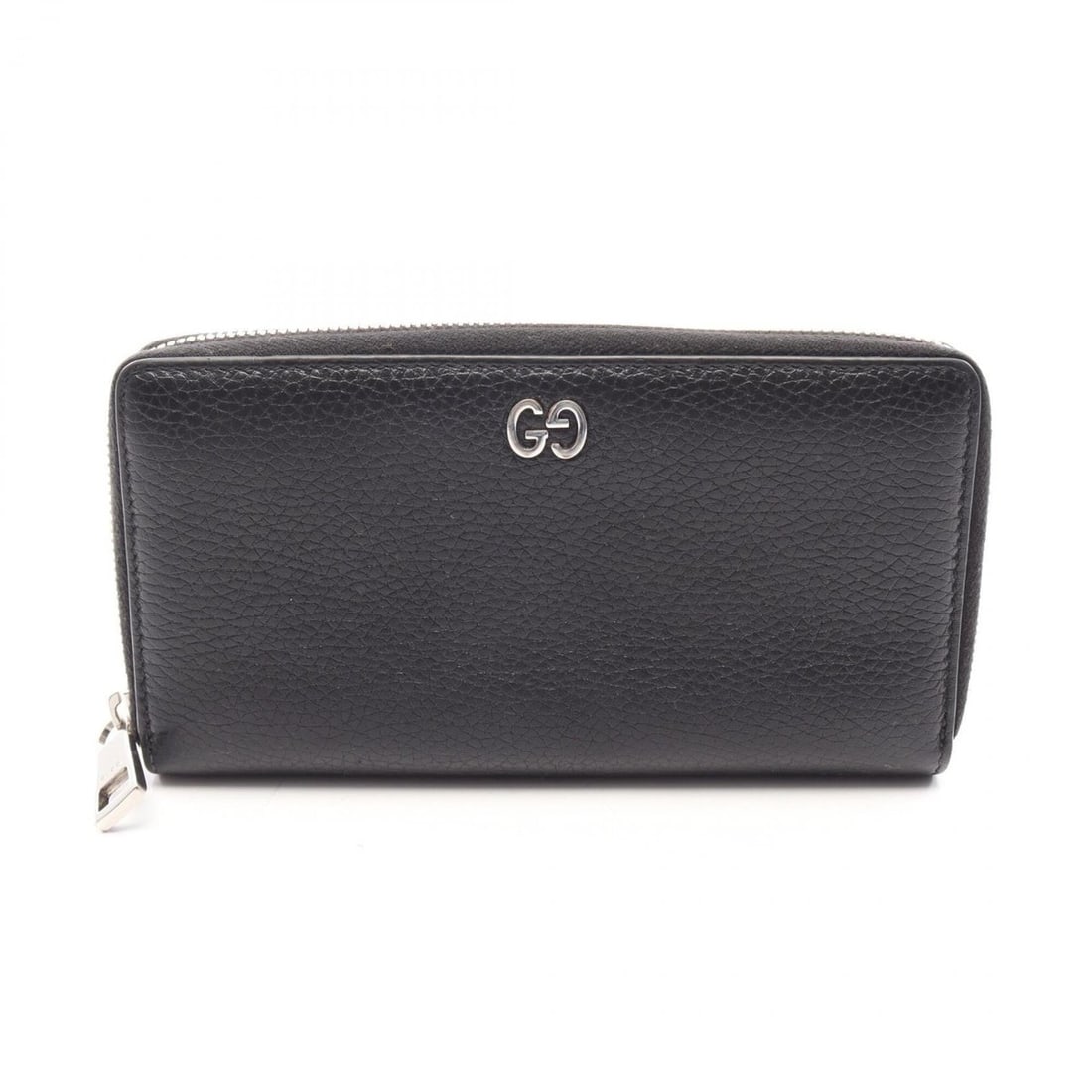 Gucci GG Metal Round Long Wallet, Leather, Men's/Women's, Black, 473928 (1 of 9)
