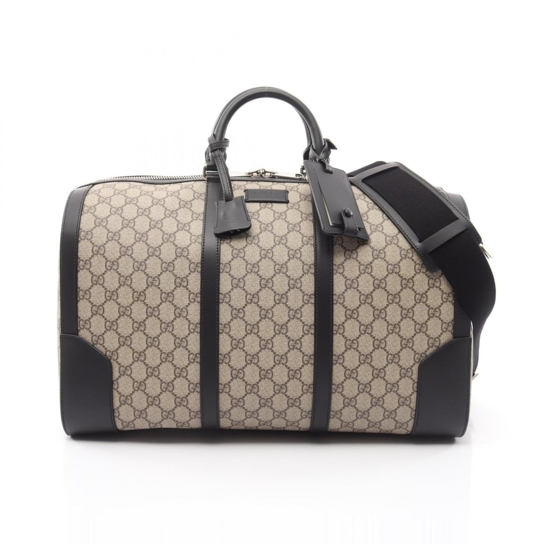 Gucci GG Supreme 2-Way Boston Bag/Handbag, Coated Canvas and Leather, Men's/Women's, Beige/Black, (1 of 15)