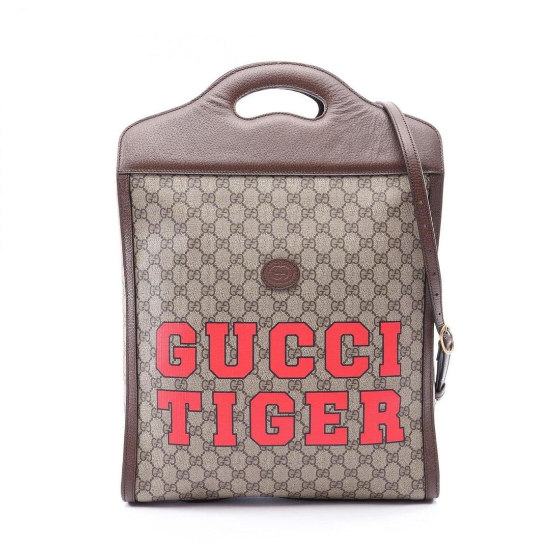 Gucci GG Supreme 2-Way Tote Bag/Handbag, Coated Canvas and Leather, Women's, Beige/Brown, 688497: --- Catalog ---Category: SizeSize (HxWxD): 37cm x 34cm x 7cm / 14.56'' x 13.38'' x 2.75''Category: DesignType: Handbag, Tote bagColor: Beige, BrownGender: WomenMaterial: PVC , Leather Category: Genera