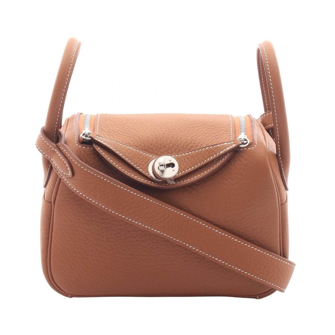 Hermes Lindy Mini Shoulder Bag/Handbag, Leather, Taurillon Clemence, Brown Tone: --- Catalog ---Category: SizeSize (HxWxD): 13cm x 17.5cm x 9cm / 5.11'' x 6.88'' x 3.54''Category: DesignType: Handbag, Shoulder bagColor: Brown, GoldGender: WomenMaterial: Taurillon clemence leather 
