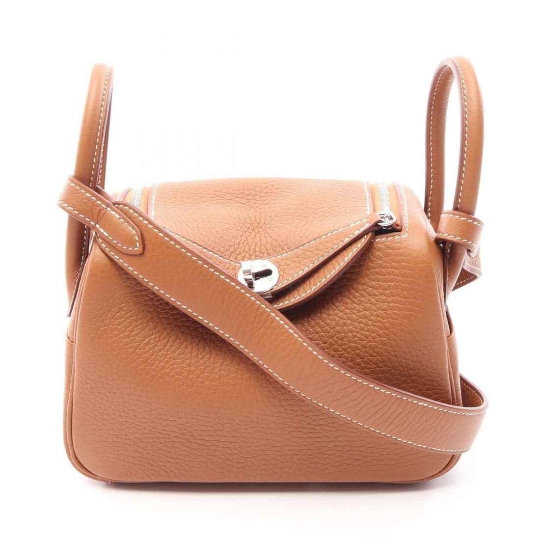Hermes Lindy Mini Shoulder Bag/Handbag, Leather, Taurillon Clemence, Brown Tone (1 of 11)