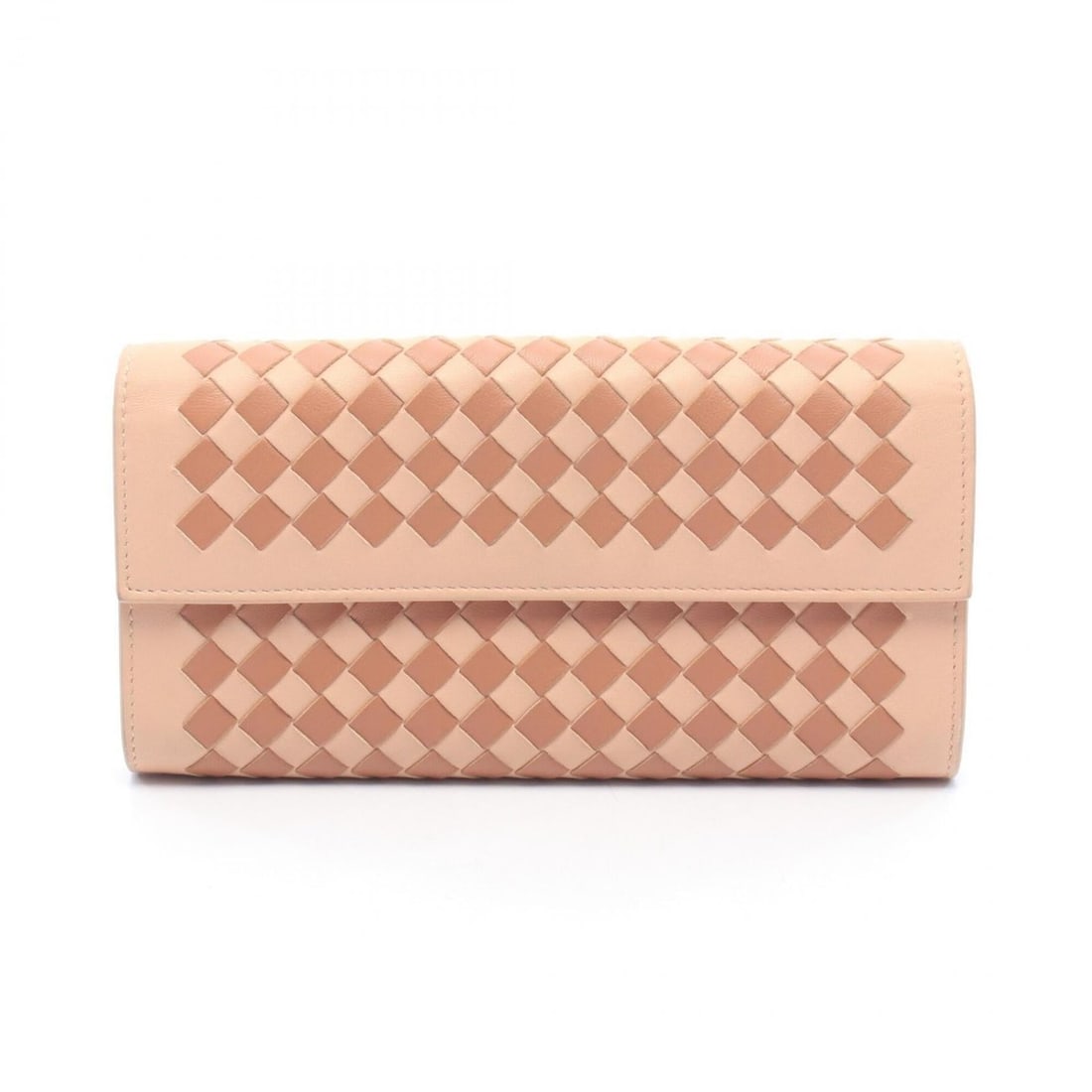 Bottega Veneta Intrecciato Bi-fold Long Wallet, Leather, Women's, Pink/Brown: --- Catalog ---Category: SizeSize (HxWxD): 10cm x 19cm x 3cm / 3.93'' x 7.48'' x 1.18''Category: DesignType: Long wallet (bi-fold)Color: Brown, PinkGender: WomenMaterial: Leather Category: GeneralLine