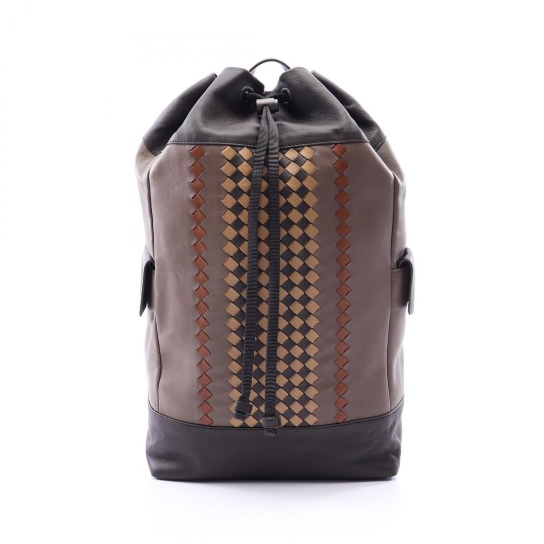 Bottega Veneta Intrecciato Backpack/Handbag, Leather, Men's, Gray/Brown/Multicolor: --- Catalog ---Category: SizeSize (HxWxD): 44cm x 25cm x 15cm / 17.32'' x 9.84'' x 5.9''Strap Length: 56cm - 84cm / 22.04'' - 33.07''Handle Length: 23cm / 9.05''Category: DesignType: BackpackColor: Br