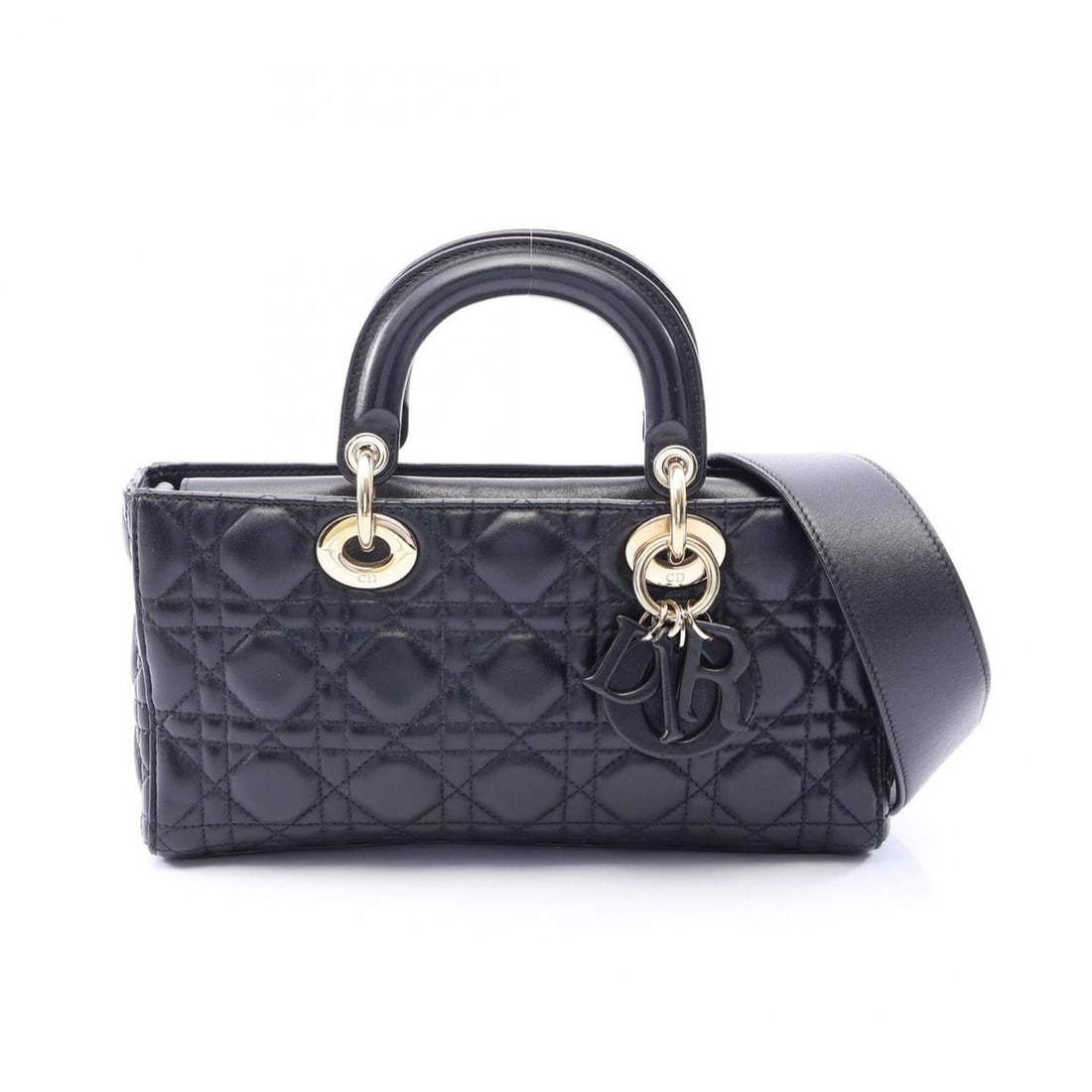 Christian Dior Dior Lady D-Joy Medium Cannage 2-Way Handbag, Leather, Women's, Black (1 of 11)