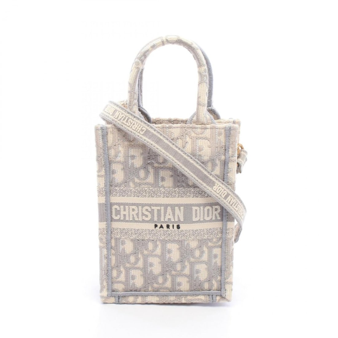 Christian Dior Dior BOOK TOTE Vertical Bag Mini Phone 2-Way Handbag Canvas Women's Gray/White: --- Catalog ---Category: SizeSize (HxWxD): 18cm x 13cm x 7cm / 7.08'' x 5.11'' x 2.75''Category: DesignType: Handbag, Tote bagColor: Gray, WhiteGender: WomenMaterial: Canvas Category: GeneralBrand: Ch