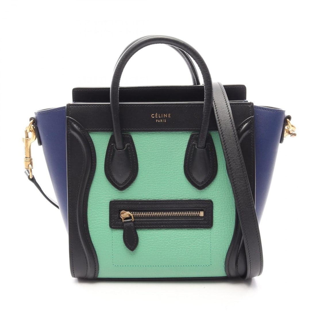 Celine Luggage Nano Shopper 2-Way Handbag, Leather, Women's, Green, Black, Blue: --- Catalog ---Category: SizeSize (HxWxD): 20cm x 20cm x 9cm / 7.87'' x 7.87'' x 3.54''Category: DesignType: HandbagColor: Black, Blue, GreenGender: WomenMaterial: Leather Category: GeneralBrand: Celi