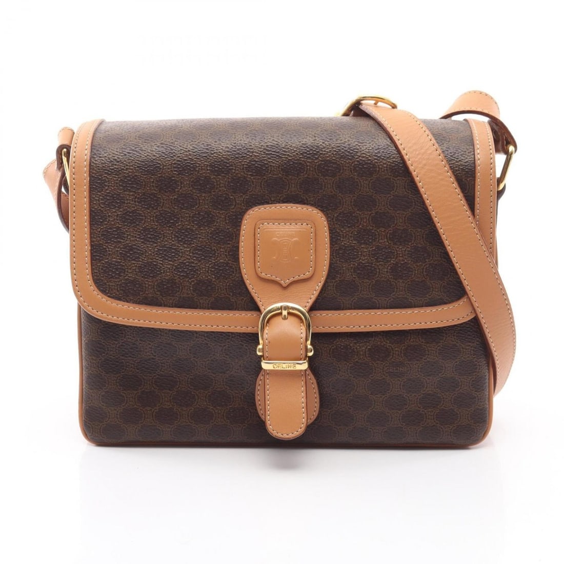 Celine Macadam Shoulder Bag/Handbag, Coated Canvas and Leather, Women's, Brown/Beige (1 of 12)