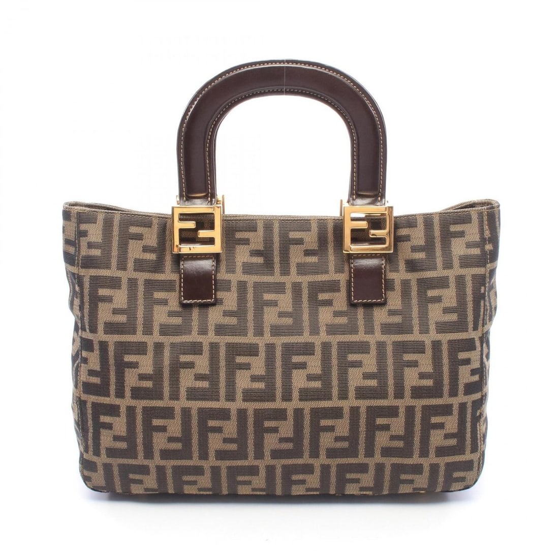 Fendi Zucca handbag, canvas and leather, women's, brown black.: --- Catalog ---Category: SizeSize (HxWxD): 21.5cm x 29.5cm x 11cm / 8.46'' x 11.61'' x 4.33''Category: DesignType: HandbagColor: Black, BrownGender: WomenMaterial: Canvas , Leather Category: GeneralBr