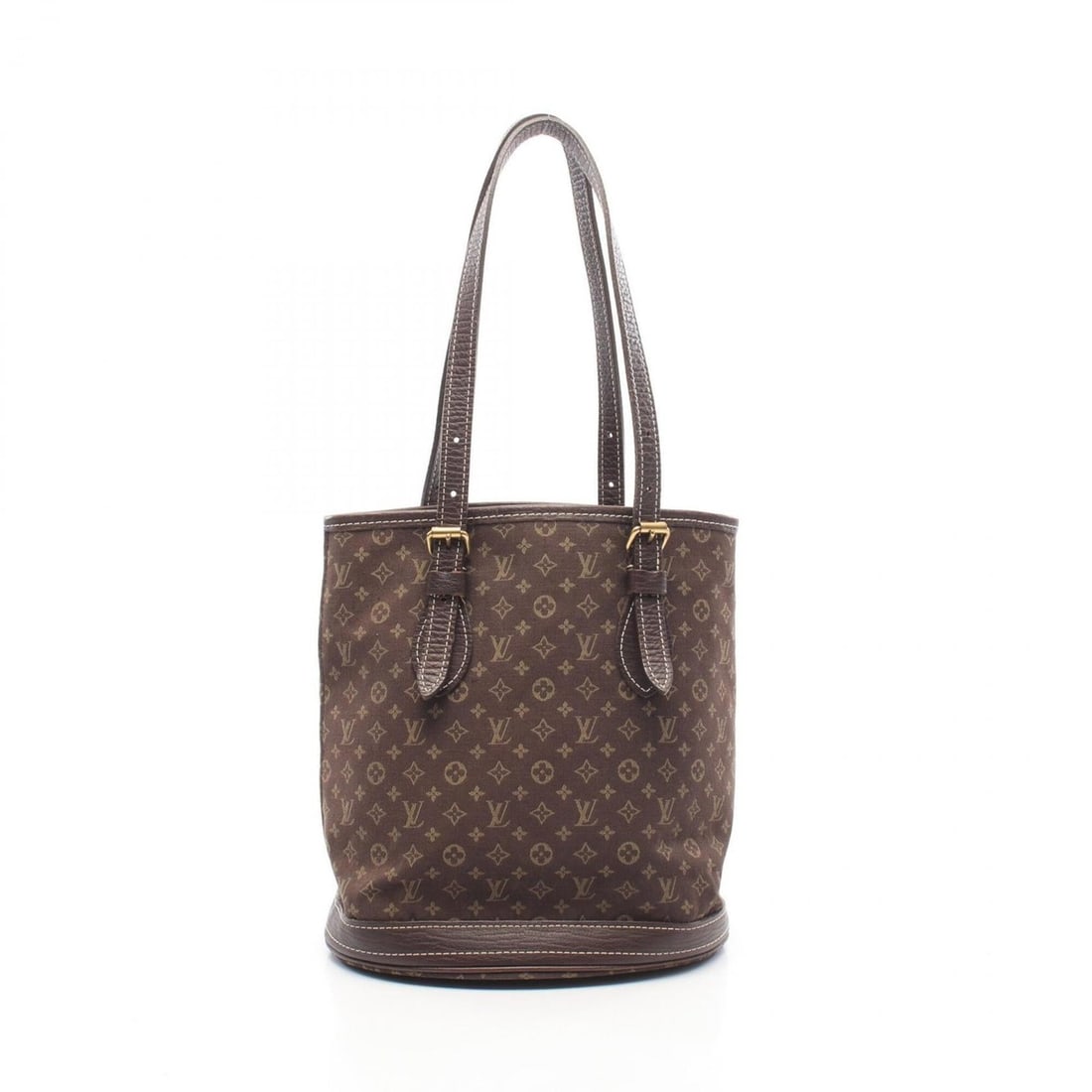 Louis Vuitton Bucket PM Monogram Mini Lin Ebene Tote Bag Handbag Canvas Leather Women's Brown M95226: --- Catalog ---Category: SizeSize (HxWxD): 26cm x 23cm x 15.5cm / 10.23'' x 9.05'' x 6.1''Category: DesignType: Handbag, Tote bagColor: Brown, EbeneGender: WomenMaterial: Monogram Mini Lin , Canvas , 