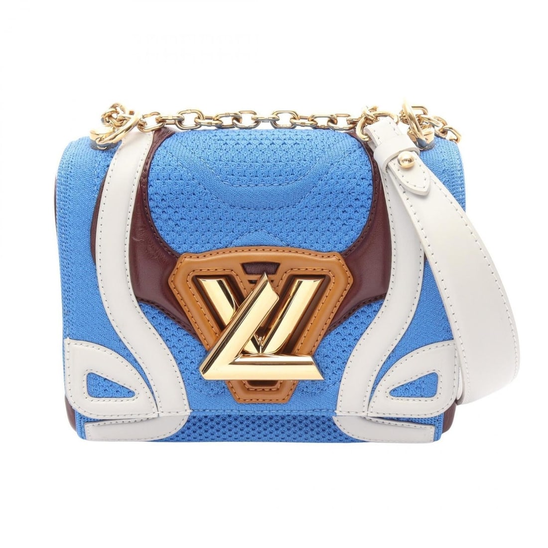 Louis Vuitton Twist PM Shoulder Bag/Handbag, Leather and Fabric, Women's, Blue/Multicolor: --- Catalog ---Category: SizeSize (HxWxD): 14.5cm x 18.5cm x 8.5cm / 5.7'' x 7.28'' x 3.34''Category: DesignType: Handbag, Shoulder bagColor: Blue, Multi-colorGender: WomenMaterial: Leather , Fabric C