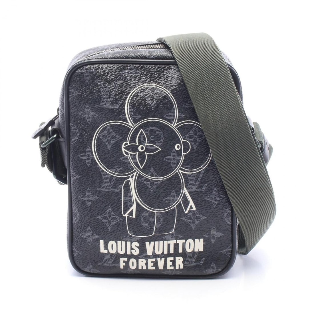 Louis Vuitton Danube PM Vivienne Shoulder Bag/Handbag, Coated Canvas and Leather, Monogram Eclipse,: --- Catalog ---Category: SizeSize (HxWxD): 21.5cm x 16cm x 6.5cm / 8.46'' x 6.29'' x 2.55''Category: DesignType: Handbag, Shoulder bagColor: Black, Khaki, WhiteGender: MenMaterial: Coated canvas , Lea