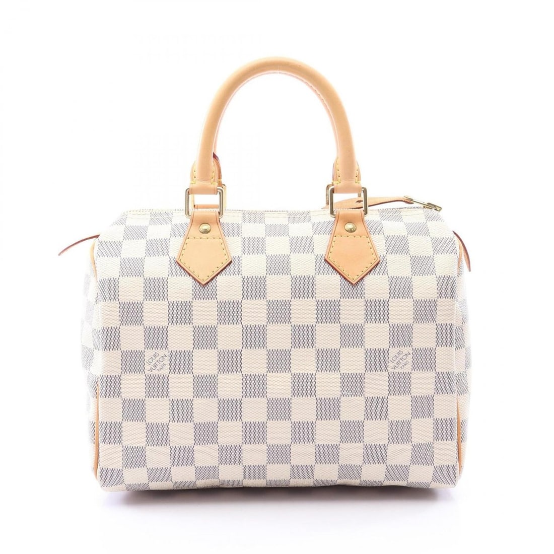 Louis Vuitton Speedy 25 Handbag, Coated Canvas and Leather, Damier Azur Pattern, Women's, White: --- Catalog ---Category: SizeSize (HxWxD): 21cm x 25cm x 14cm / 8.26'' x 9.84'' x 5.51''Category: DesignType: HandbagColor: WhiteGender: WomenMaterial: Coated canvas , Leather Category: GeneralMPN: N4