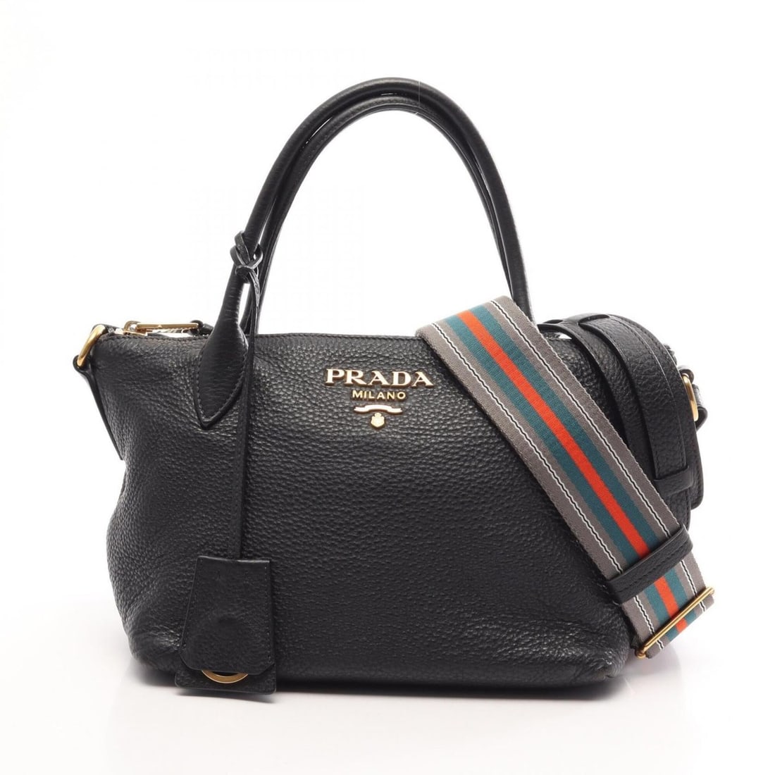 Prada VIT.DAINO 2-Way Handbag, Leather, Women's, Black, 1BA111: --- Catalog ---Category: SizeSize (HxWxD): 19cm x 23cm x 13cm / 7.48'' x 9.05'' x 5.11''Category: DesignType: HandbagColor: BlackGender: WomenMaterial: Leather Category: GeneralMPN: 1BA111Brand: Prada