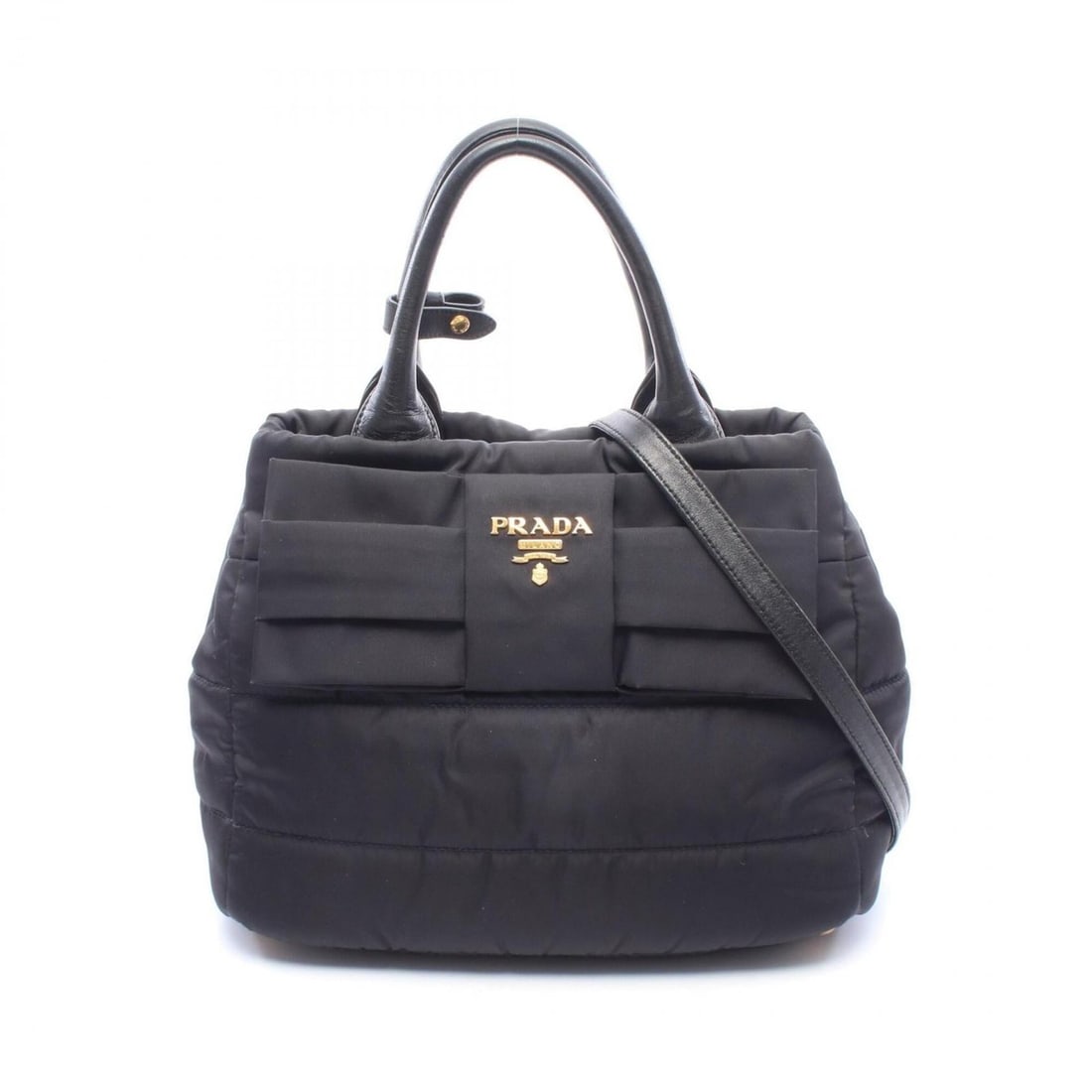 Prada TESSUTO BOMBER 2-Way Handbag, Nylon Leather, Women's, Black: --- Catalog ---Category: SizeSize (HxWxD): 22cm x 29cm x 15cm / 8.66'' x 11.41'' x 5.9''Category: DesignType: HandbagColor: BlackGender: WomenMaterial: Nylon , Leather Category: GeneralBrand: Prada---