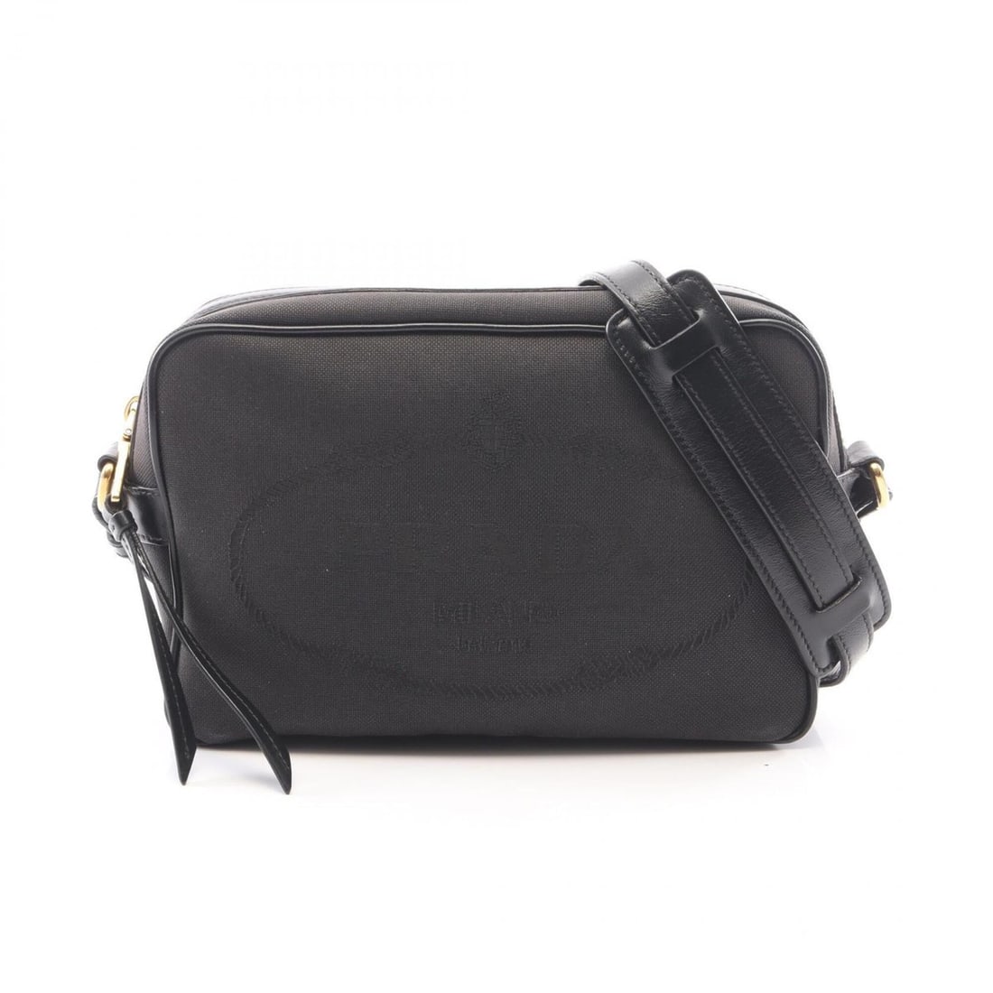 Prada LOGO JACQUARD Shoulder Bag/Handbag, Canvas/Leather, Women's, Black: --- Catalog ---Category: SizeSize (HxWxD): 15cm x 22cm x 8cm / 5.9'' x 8.66'' x 3.14''Category: DesignType: Handbag, Shoulder bagColor: BlackGender: WomenMaterial: Canvas , Leather Category: GeneralBr