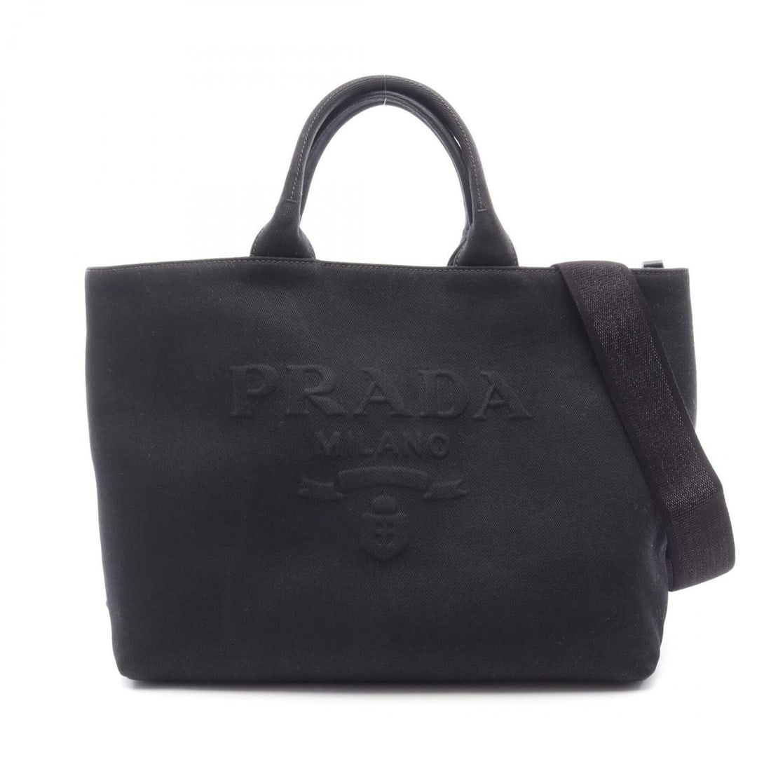 Prada PRADA CANAPA Drill 2-Way Tote Bag Handbag Canvas Women's Black 1BG395: --- Catalog ---Category: SizeSize (HxWxD): 31cm x 37cm x 15cm / 12.2'' x 14.56'' x 5.9''Category: DesignType: Handbag, Tote bagColor: BlackGender: WomenMaterial: Canvas Category: GeneralMPN: 1BG395Bra