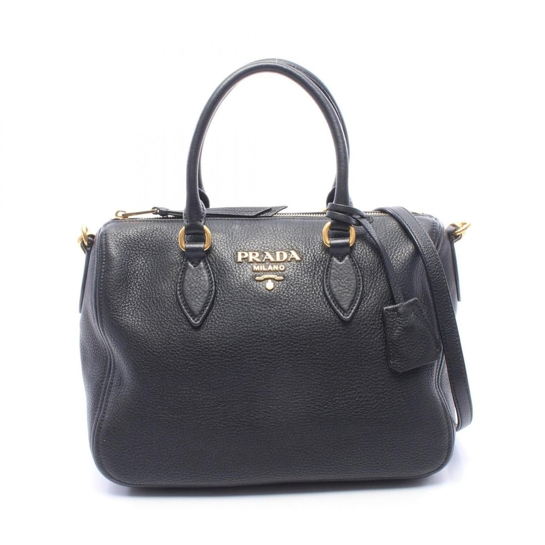 Prada PRADA 2-Way Handbag, Leather, Women's, Black, 1BB023 (1 of 10)