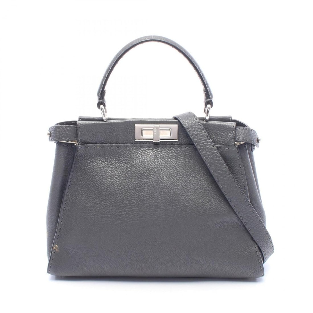 Fendi Peekaboo Regular Selleria 2-Way Handbag, Leather, Women's, Gray: --- Catalog ---Category: SizeSize (HxWxD): 24cm x 34cm x 13cm / 9.44'' x 13.38'' x 5.11''Category: DesignType: HandbagColor: GrayGender: WomenMaterial: Leather Category: GeneralBrand: Fendi--- Item Li