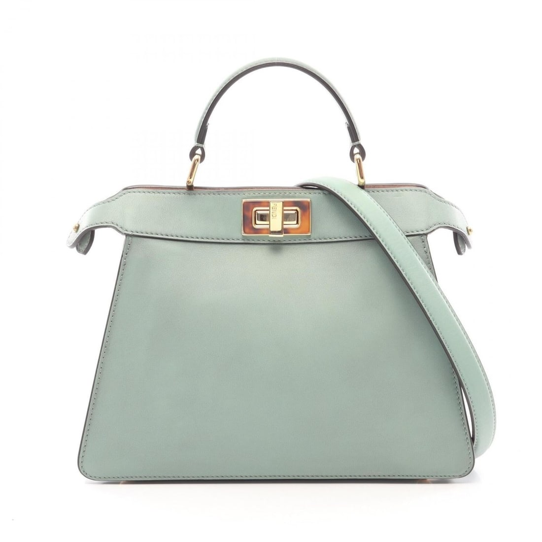 Fendi Peekaboo I.U. Small Selleria 2-Way Handbag, Leather, Women's, Green, 8BN327: --- Catalog ---Category: SizeSize (HxWxD): 20cm x 27cm x 5cm / 7.87'' x 10.62'' x 1.96''Category: DesignType: HandbagColor: GreenGender: WomenMaterial: Leather Category: GeneralMPN: 8BN327Brand: Fendi