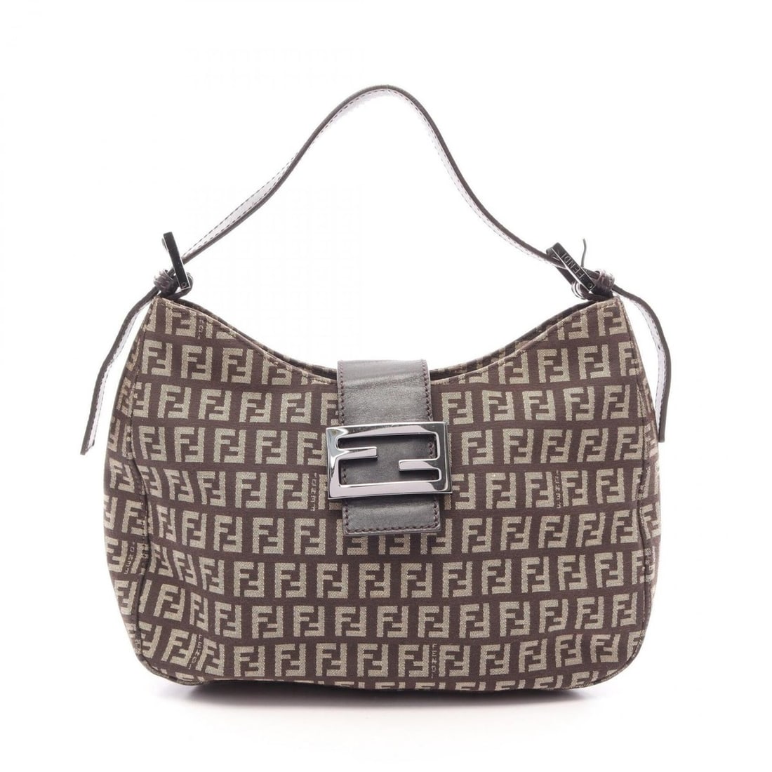 Fendi Zucchino Shoulder Bag/Handbag, Canvas and Leather, Women's, Brown/Beige, 8BR036 (1 of 10)