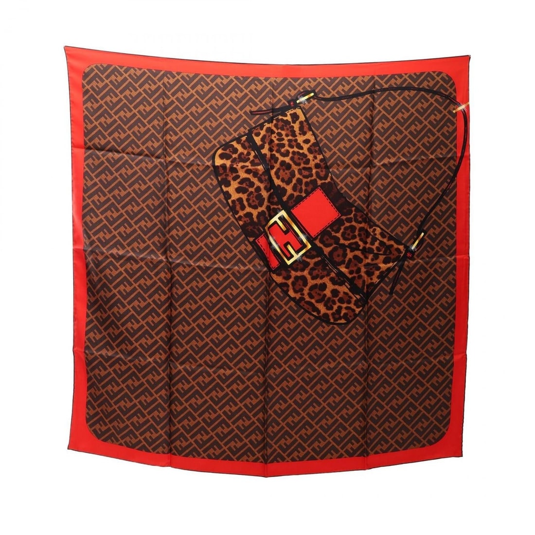 Fendi Zucca Leopard Handbag Motif Scarf/Muffler, Wool, Men's, Brown/Red Tones, FXT036: --- Catalog ---Category: SizeSize (HxWxD): 85cm x 85cm / 33.46'' x 33.46''Category: DesignType: HandbagColor: Brown, Red colorGender: MenMaterial: Wool Category: GeneralMPN: FXT036Brand: Fendi--- Item