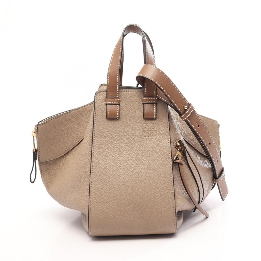 Loewe Hammock Small 2-Way Handbag, Leather, Women's, Beige (1 of 14)