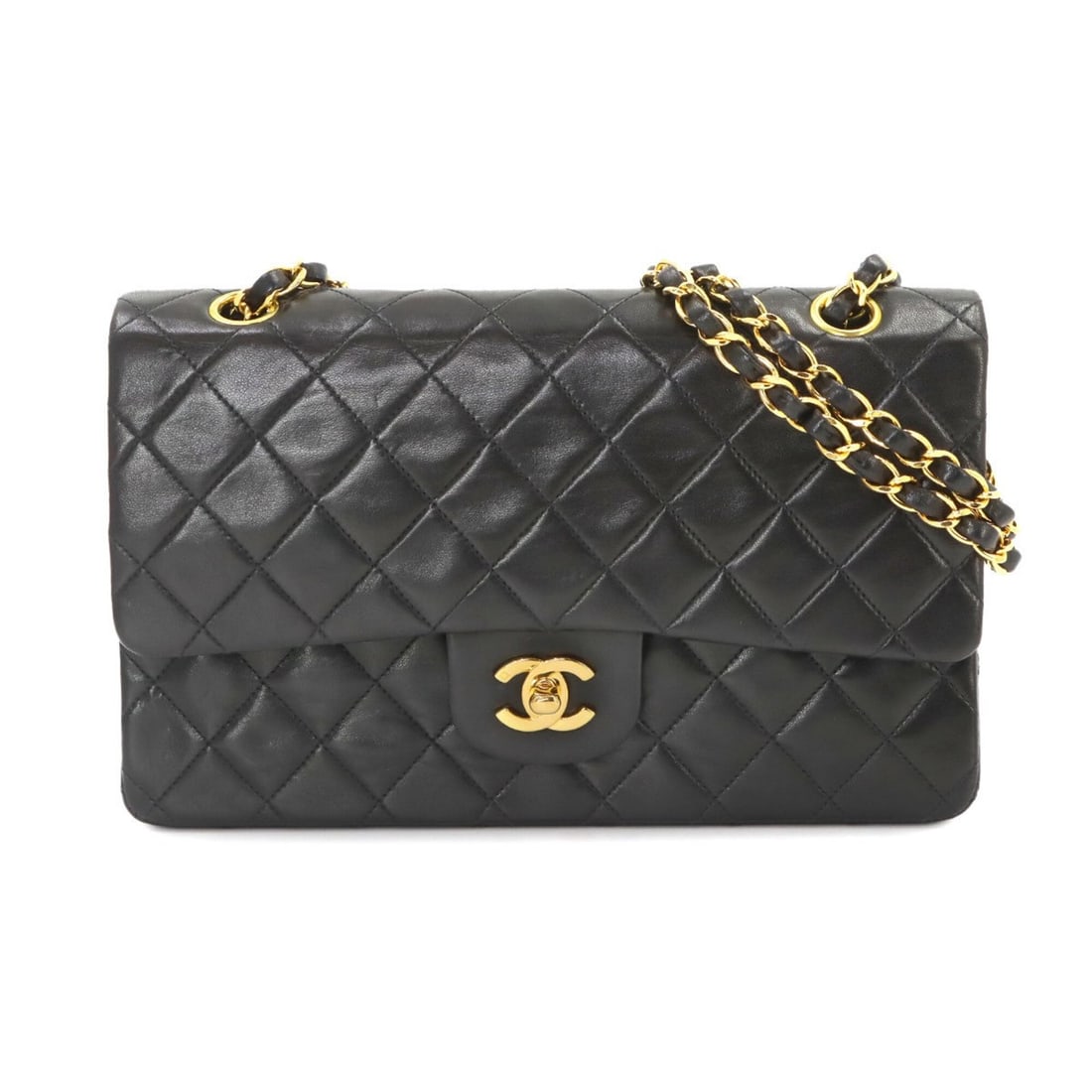 Chanel Matelasse 25 Chain Shoulder Handbag, Lambskin, Black, A01112, Gold Hardware, Coco Mark. (1 of 12)