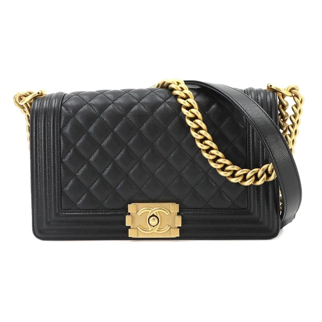 Chanel Boy Chain Shoulder Handbag, Caviar Leather, Black, A67086, Gold Hardware (1 of 16)
